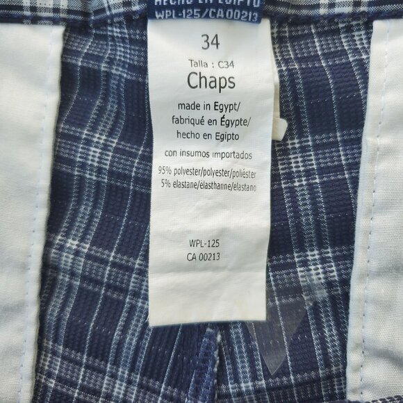 Chaps 78 Men's Classic Fit Flat Front Plaid Check Golf Shorts Blue/White Size 34 - Picture 7 of 11